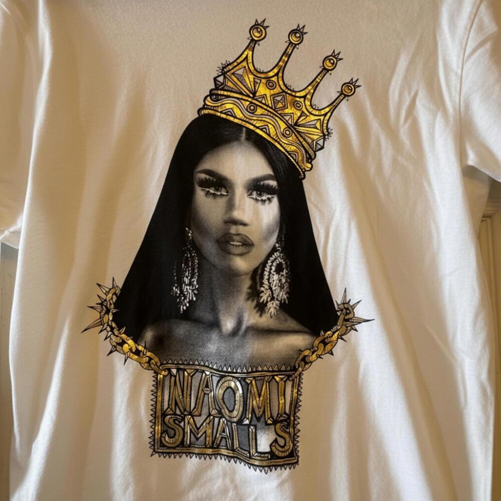 Naomi Smalls Graphic White T-Shirt with Gold Crown Design